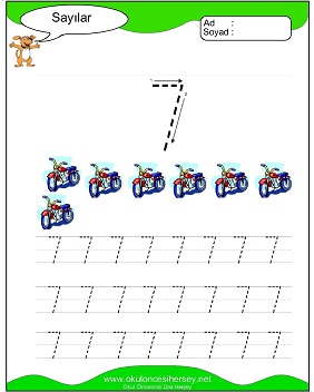okul öncesi 1 sayısı çizgi çalışması